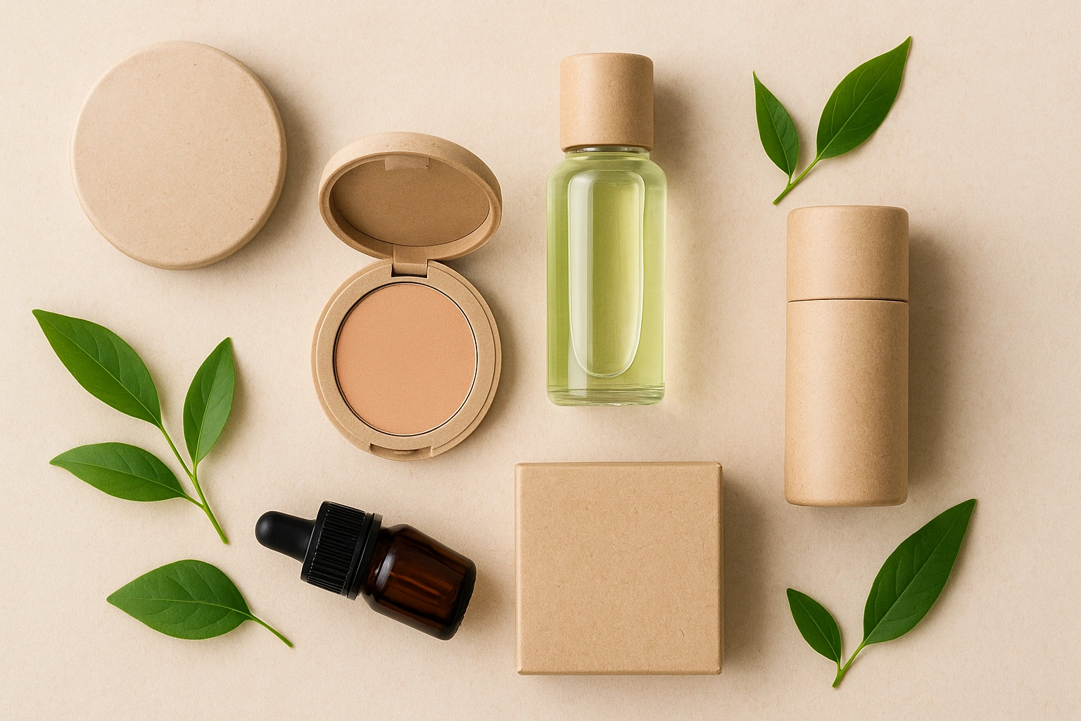 Thumbnail image showing sustainable beauty products with eco-friendly packaging and natural elements, representing the rise of eco-conscious beauty brands.